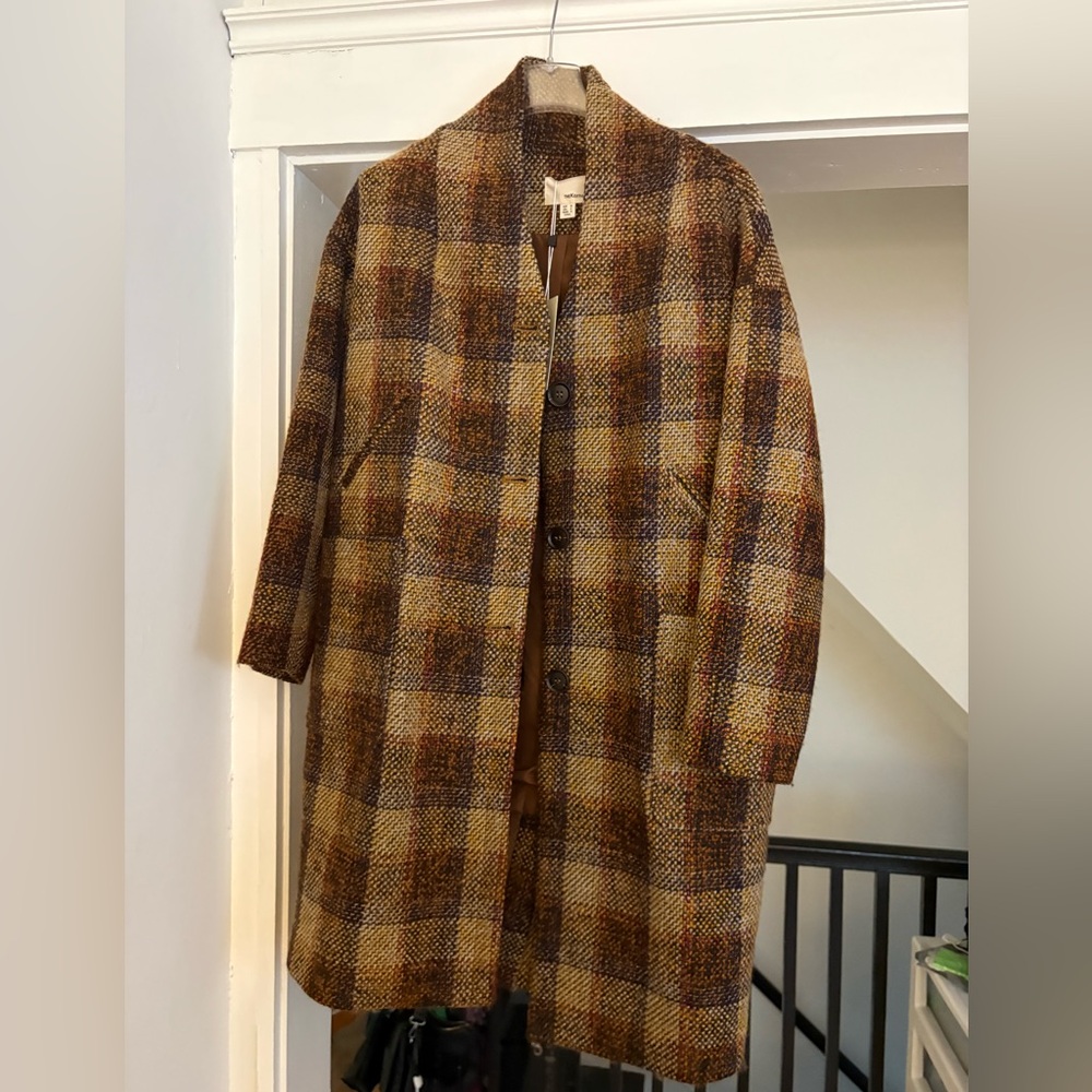 Elegant Brown Plaid  Coat